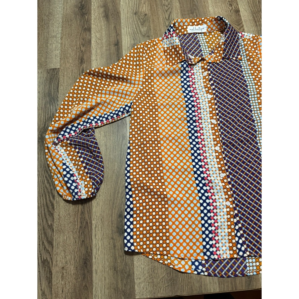 Mad Boutique Shirt Womens XL Orange Purple Black Blue Long Sleeve Button Up - Picture 3 of 10